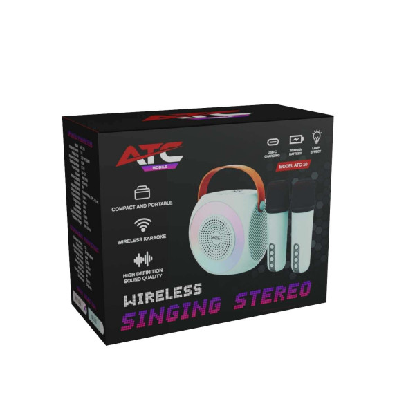 ATC-10 Bluetooth Ηχείο Καραόκε με 2 Μικρόφωνα (Μπλε)