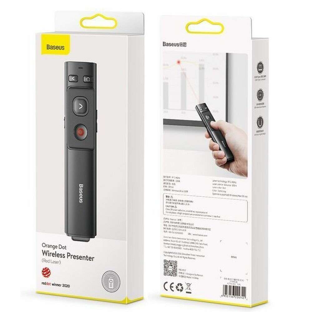 Baseus ACFYB-B0G πορτοκαλί laser pointer ασύρματο τηλεχειριστήριο παρουσιάσεων