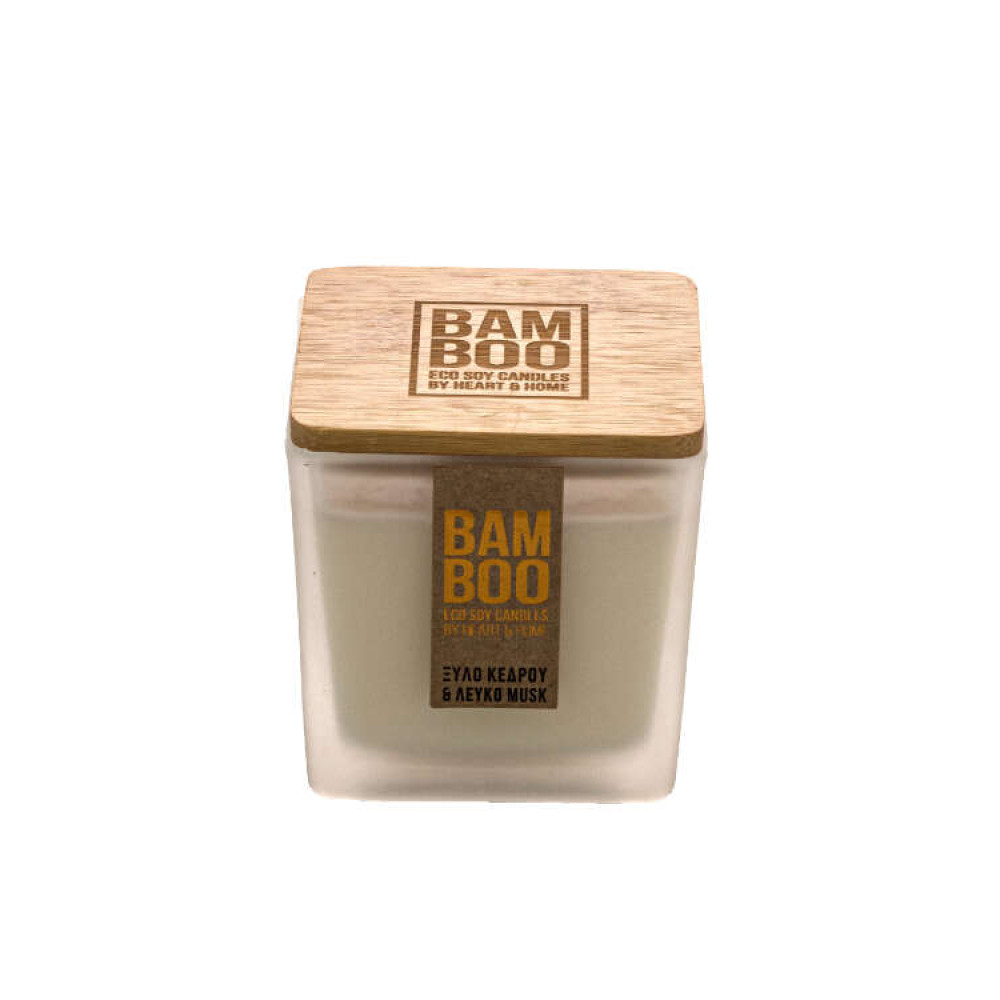 Heart & Home Bamboo Collection Αρωματικό Κερί Ξύλο Κέδρου και Λευκό Musk (40 ωρών)