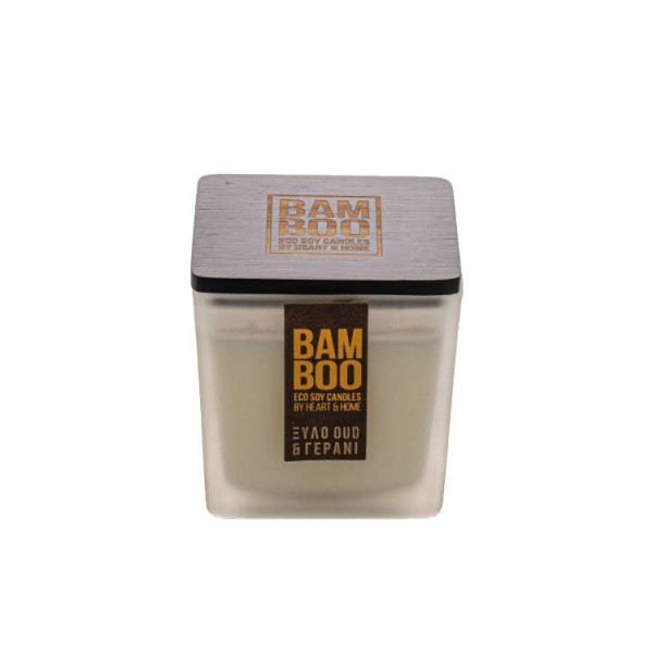 Heart & Home Bamboo Collection Αρωματικό Κερί Σόγιας Ξύλο Oud και Γεράνι (40 ωρών)
