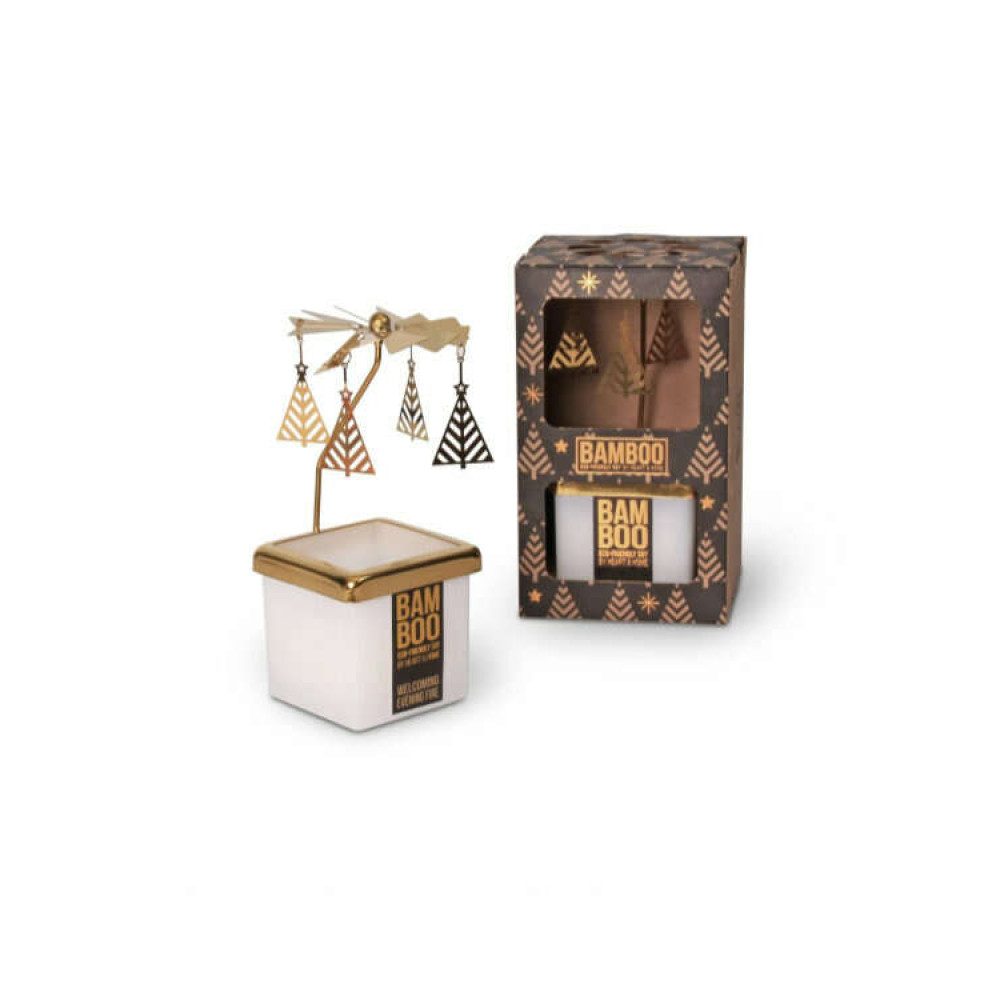 Heart & Home Bamboo Collection Σετ Δώρου Μεσαίο Κερί με Καρουζέλ