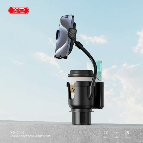 XO C140 Βάση κινητού και ποτηροθήκη - Cup Holder (Μαύρο)