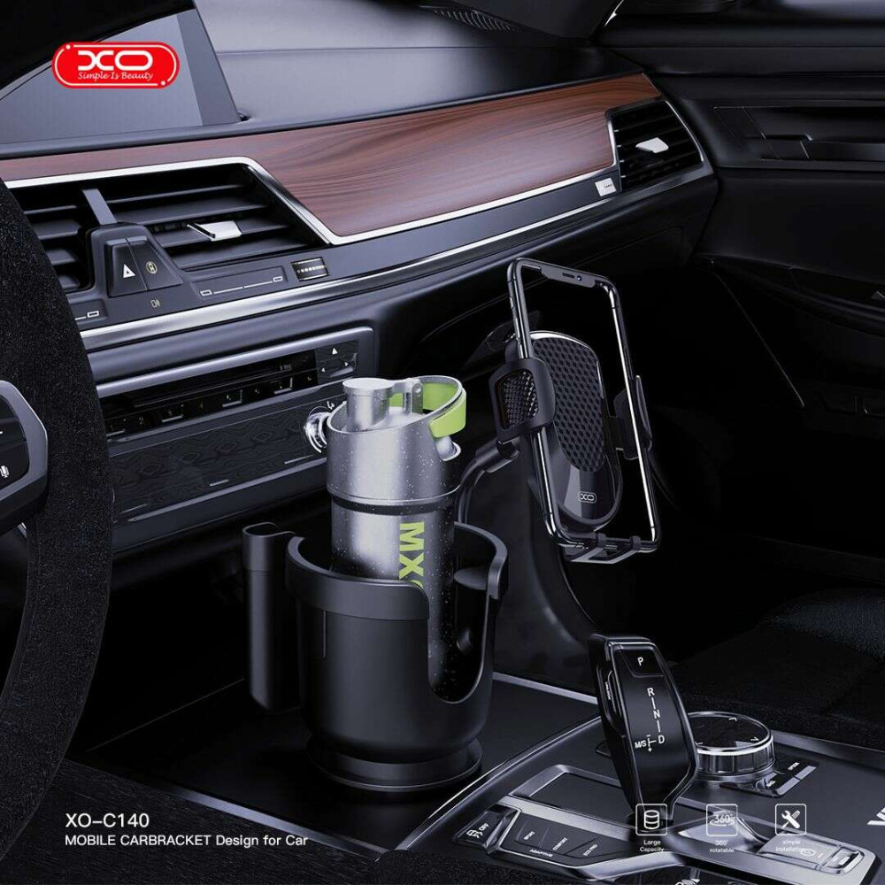 XO C140 Βάση κινητού και ποτηροθήκη - Cup Holder (Μαύρο)
