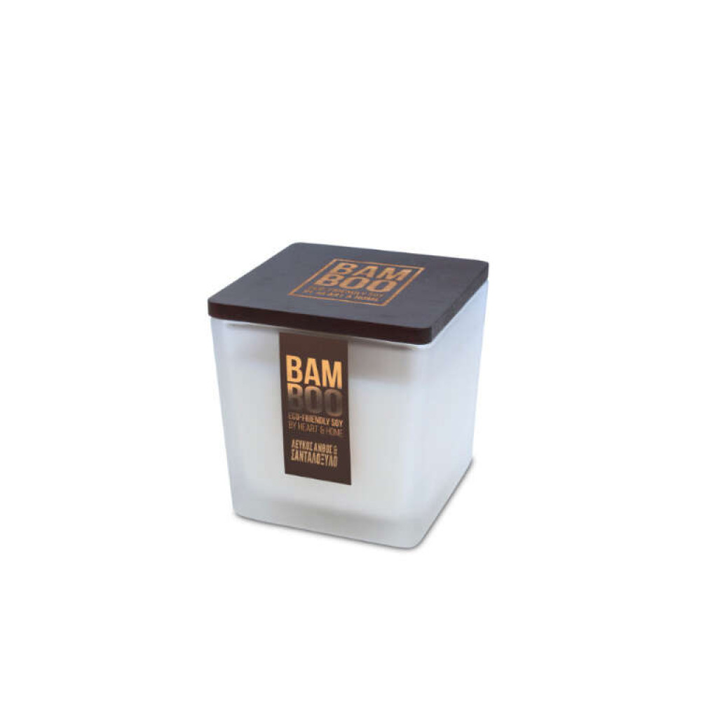 Heart & Home Bamboo Collection Αρωματικό Κερί Λευκός Ανθός και Σανταλόξυλο (20 ωρών)