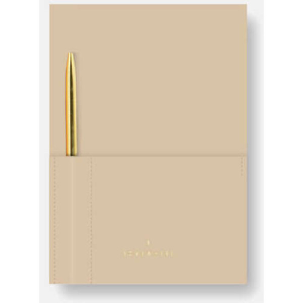 Somewhere Vegan Leather Ριγέ Σημειωματάριο A5 με Στυλό (Nude)