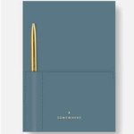 Somewhere Vegan Leather Ριγέ Σημειωματάριο A5 με Στυλό (Teal Blue)