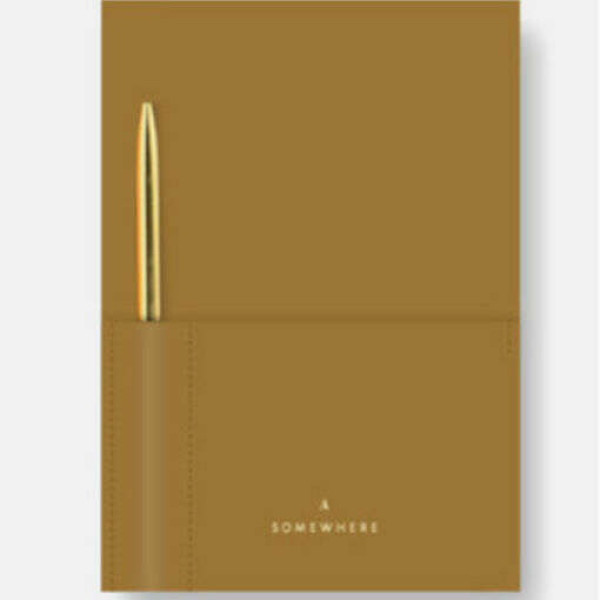 Somewhere Vegan Leather Ριγέ Σημειωματάριο A5 με Στυλό (Camel)