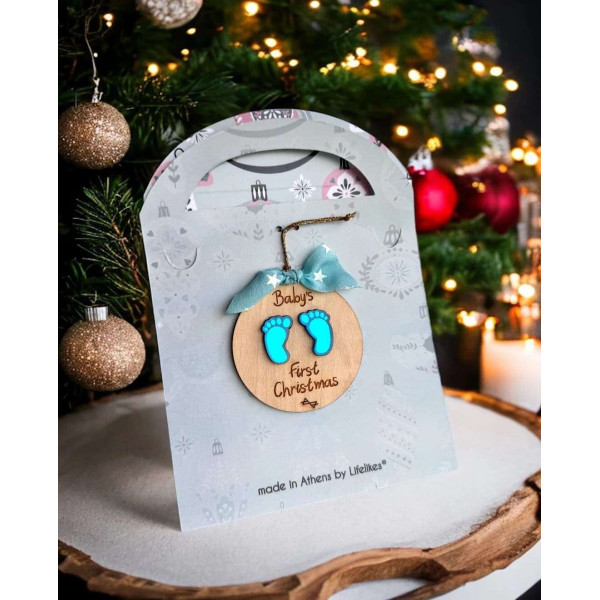 LifeLikes Κρεμαστό Ξύλινο Γούρι Πατουσάκι Μπλε