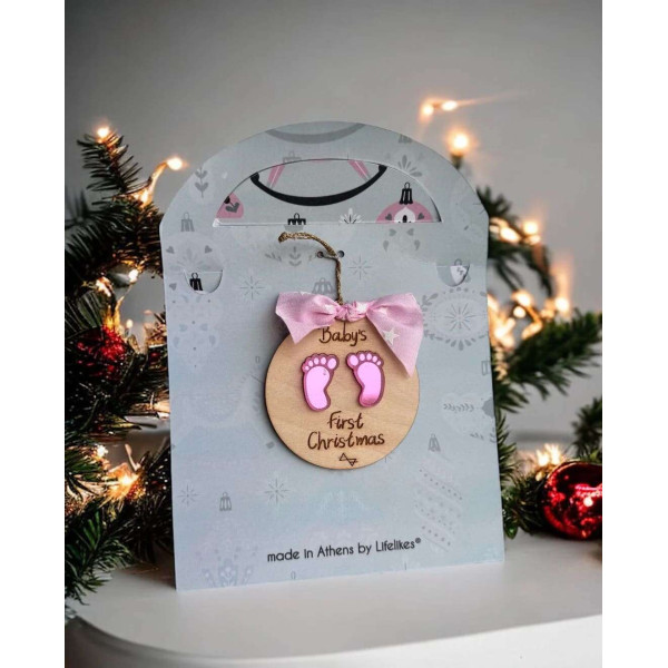 LifeLikes Κρεμαστό Ξύλινο Γούρι Πατουσάκι Ροζ