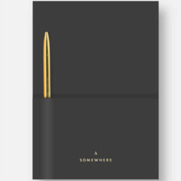Somewhere Vegan Leather Ριγέ Σημειωματάριο A5 με Στυλό (Grafite)