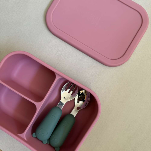 Nok Nok Φαγητοδοχείο Σιλικόνης με 3 χωρίσματα 800ml (Watermelon)