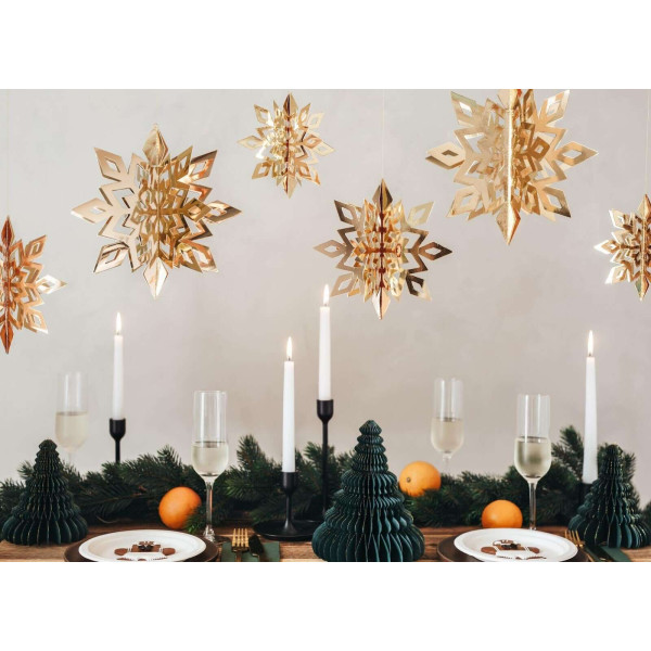Χριστουγεννιάτικες 3D Διακοσμητικές Νιφάδες Χρυσό 3τμχ