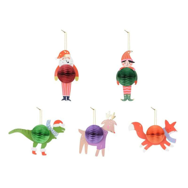 Χριστουγεννιάτικες Χάρτινες Φιγούρες Πολύχρωμες (5τμχ)
