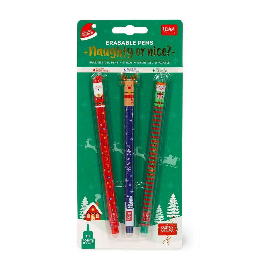 Legami EPSETKIT9 Σετ με 3 Erasable Gel Pens 0.7mm - Naughty or Nice