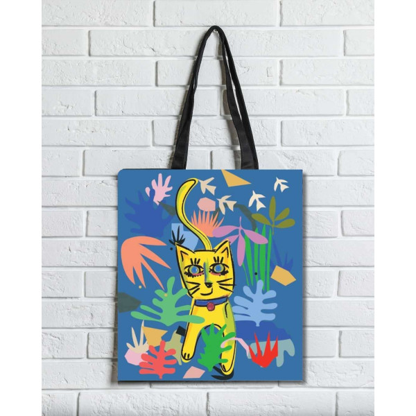 Brainfood Υφασμάτινη Σουέτ Τσάντα με Φερμουάρ Γάτες Φοβισμός