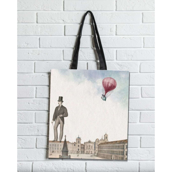Brainfood Υφασμάτινη Σουέτ Τσάντα με Φερμουάρ Αερόστατο