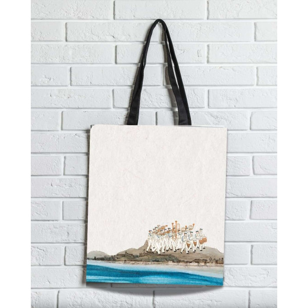 Brainfood Υφασμάτινη Σουέτ Τσάντα με Φερμουάρ Ποδήλατο