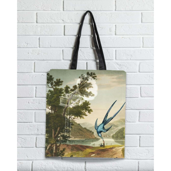 Brainfood Υφασμάτινη Σουέτ Τσάντα με Φερμουάρ Λίμνη