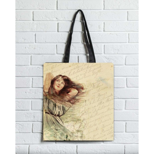 Brainfood Υφασμάτινη Σουέτ Τσάντα με Φερμουάρ Girl