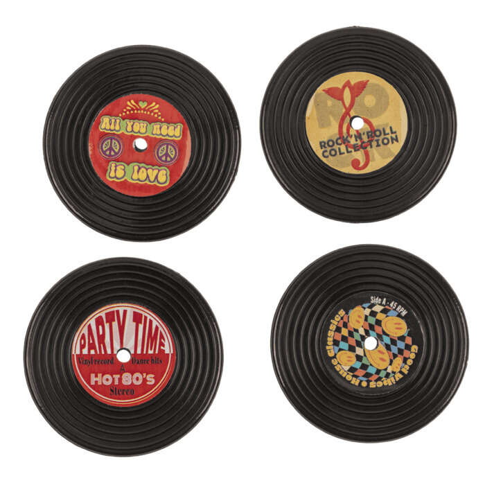 Retro Vinyl Μαγνητάκια Ψυγείου (4τμχ)