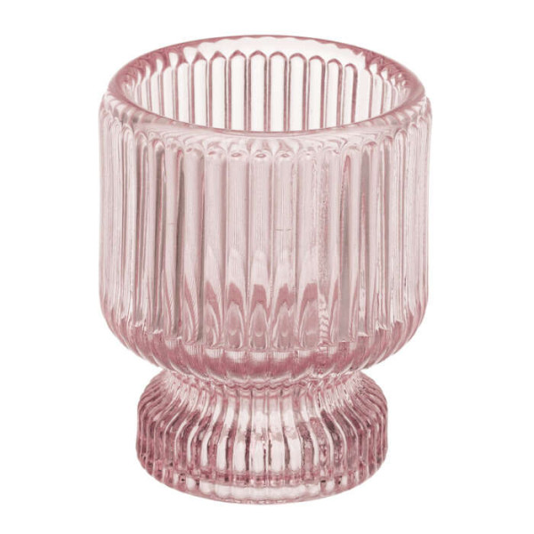 Γυάλινο Κηροπήγιο 2 σε 1 -  6 x 8 cm (Ροζ)