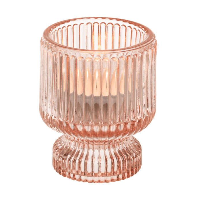 Γυάλινο Κηροπήγιο 2 σε 1 -  6 x 8 cm (Ροζ)