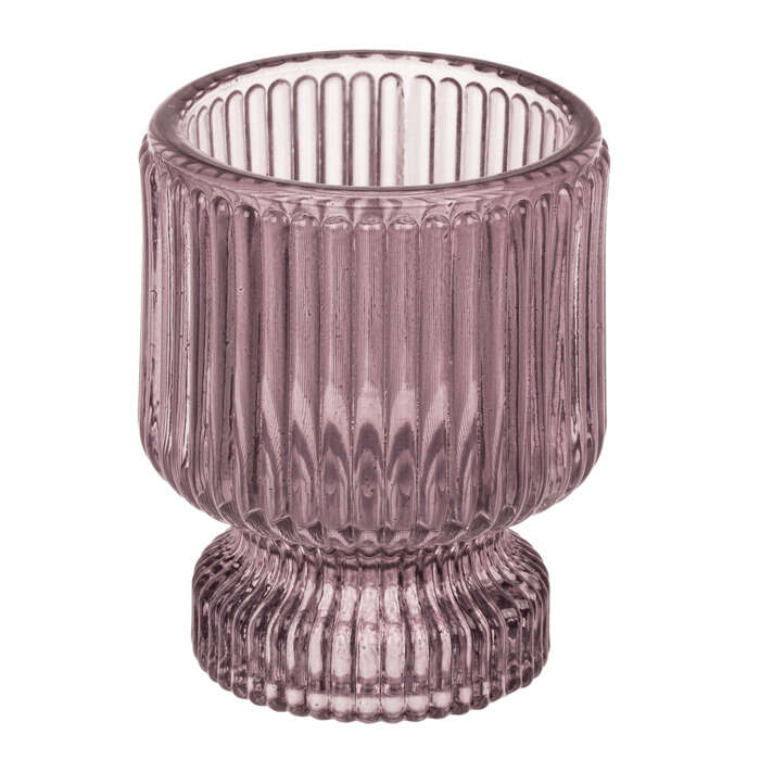 Γυάλινο Κηροπήγιο 2 σε 1 -  6 x 8 cm (Μωβ)