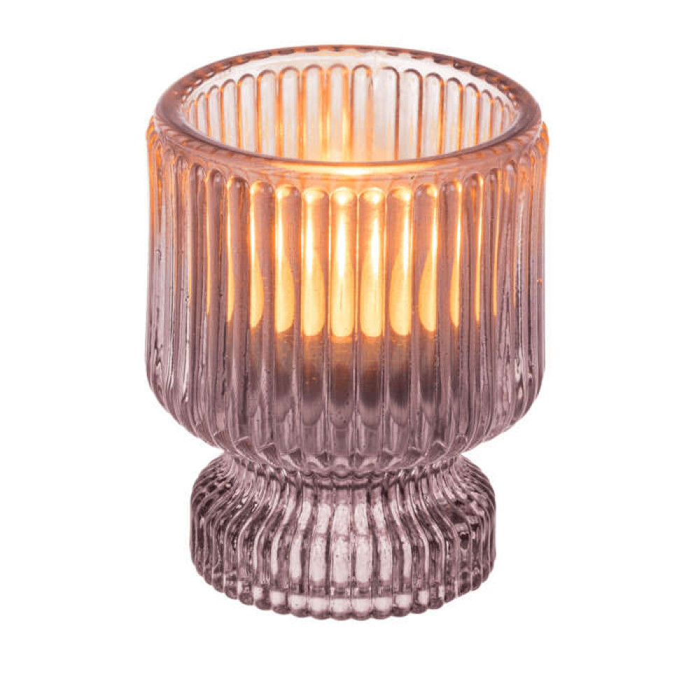 Γυάλινο Κηροπήγιο 2 σε 1 -  6 x 8 cm (Μωβ)