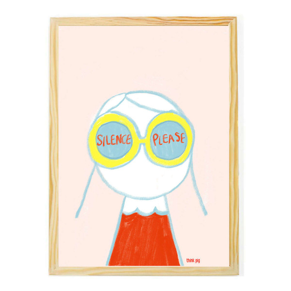 Think Pig Κάδρο με Αφίσα Silence Please