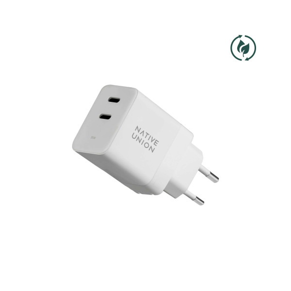 Native Union Fast Gan Charger PD 35W με 2 θύρες USB-C (Λευκό)