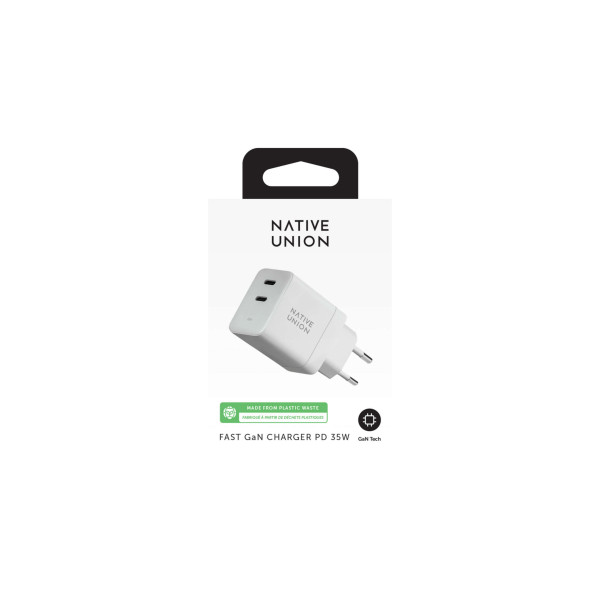 Native Union Fast Gan Charger PD 35W με 2 θύρες USB-C (Λευκό)