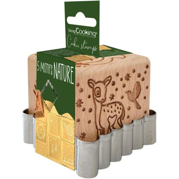 Scrap Cooking Σετ Ξύλινη Σφραγίδα μπισκότων με σχέδια Χριστουγέννων και Κουπάτ