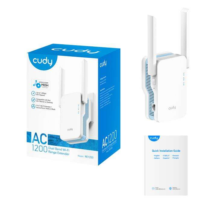 Cudy RE1200 Range Extender WiFi Mesh Repeater AC1200