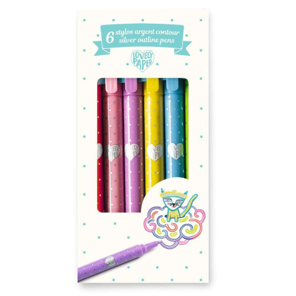 Djeco Μεταλλικά Στυλό Περιγράμματος σετ 6 τμχ.