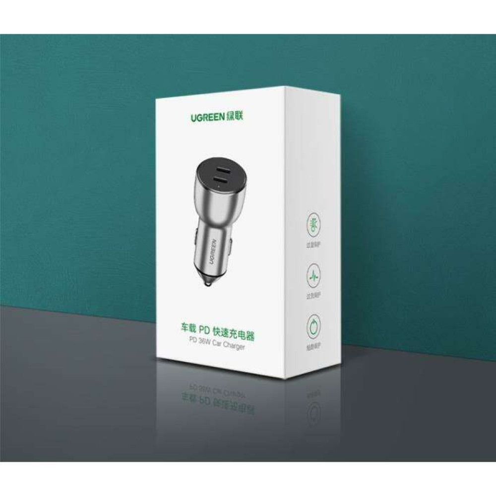 UGreen CD213/10144 Φορτιστής αυτοκινήτου 36W Dual USB QC3.0 (Gray)