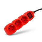 Entac Πολύπριζο 3 Θέσεων Με Διακόπτη 3x1.0mm 1.5m (Κόκκινο)