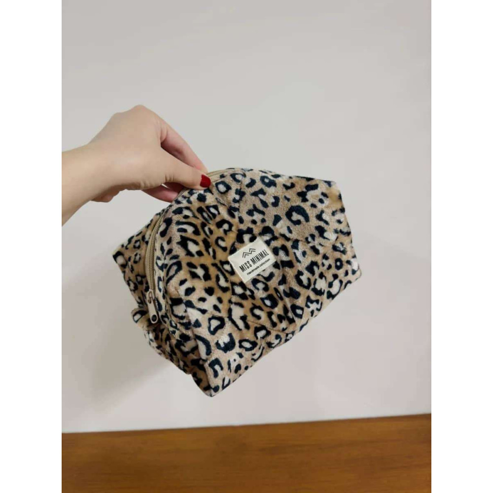 Miss Minimal Zipper Box Νεσεσέρ Beige Leopard (22 x 13 x 14 cm)