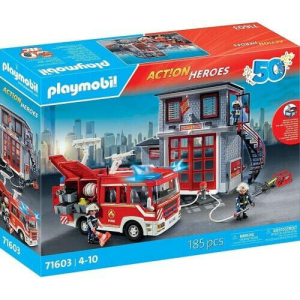 Playmobil Αρχηγείο και Όχημα Πυροσβεστικής (71603)