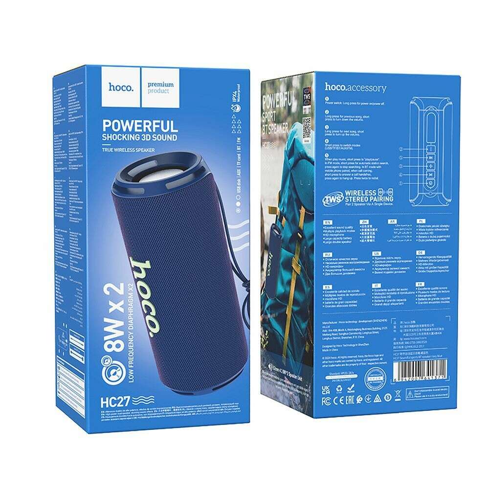 Hoco HC27 Bluetooth ηχείο 2 x 8W (Navy Blue)