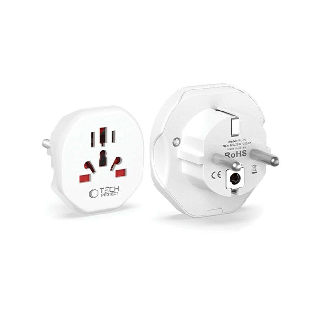 Tech-Protect WL-09 Universal Αντάπτορας ταξιδιού από EU (Λευκό)