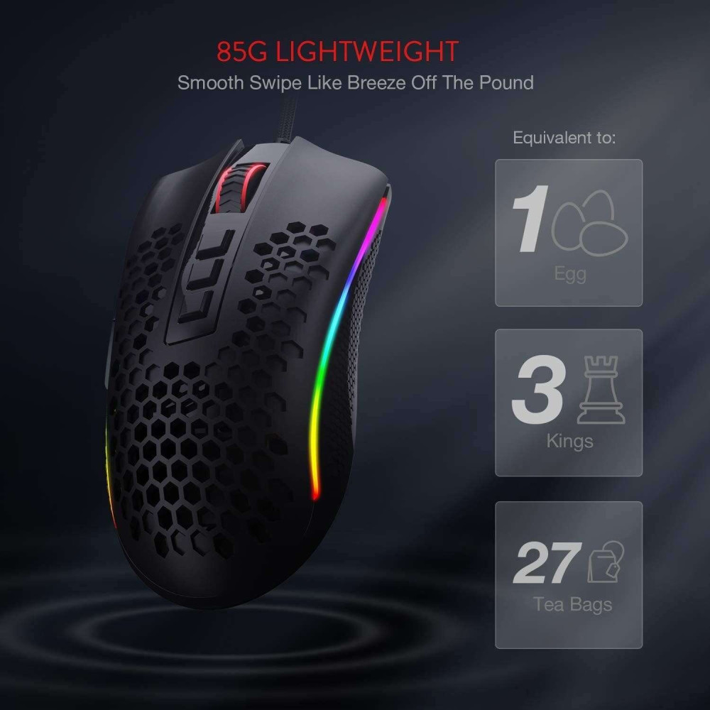 Redragon M808 RGB Storm Lightweight Ενσύρματο Gaming Ποντίκι (Μαύρο)