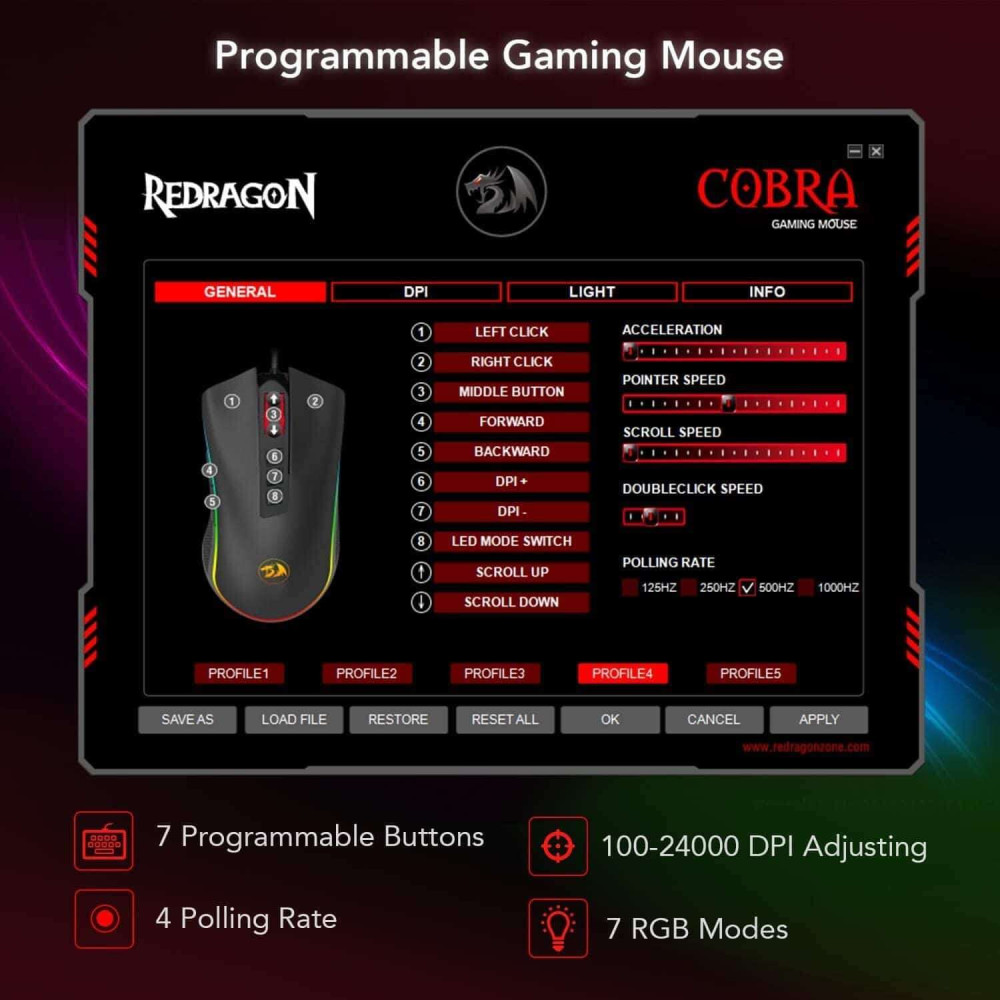 Redragon M711 Cobra FPS Ενσύρματο Gaming Ποντίκι (Μαύρο)