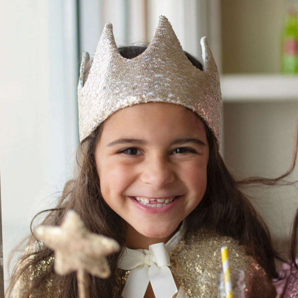 Great Pretenders Υφασμάτινη Κορώνα με Φιόγκο και Παγιέτες "Χρυσή"