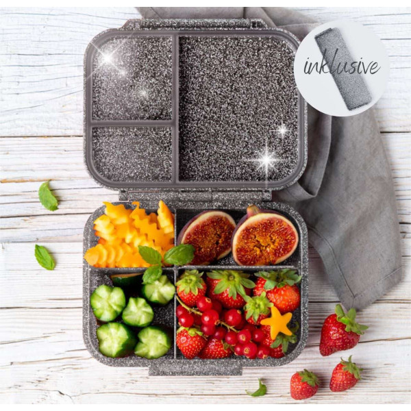 Lekkabox Mini Glamour Φαγητοδοχείο Tritan με 3 χωρίσματα (Black)