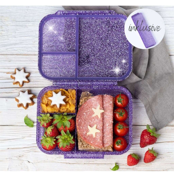 Lekkabox Mini Glamour Φαγητοδοχείο Tritan με 3 χωρίσματα (Purple)