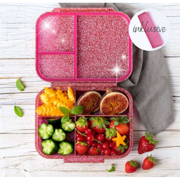 Lekkabox Mini Glamour Φαγητοδοχείο Tritan με 3 χωρίσματα (Pink)