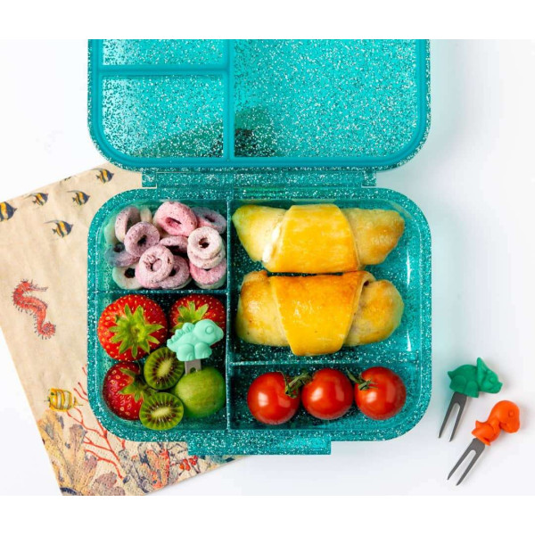 Lekkabox Mini Glamour Φαγητοδοχείο Tritan με 3 χωρίσματα (Aqua)