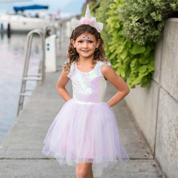 Great Pretenders Στολή Μονόκερος Ροζ Ιριδίζουσα με Στέκα Μαλλιών 2-4 Ετών