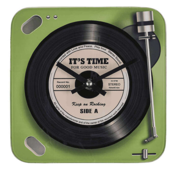 Ρολόι Τοίχου Γυάλινο Δίσκος 20 x 20 cm (Μαύρο)