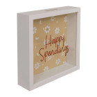 Κουμπαράς Ξύλινος Happy Spendings (20 x 20 x 5 εκ)